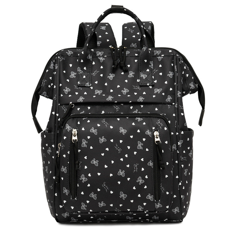 Stylischer Herz-Print Multi-Taschen Rucksack Karnz