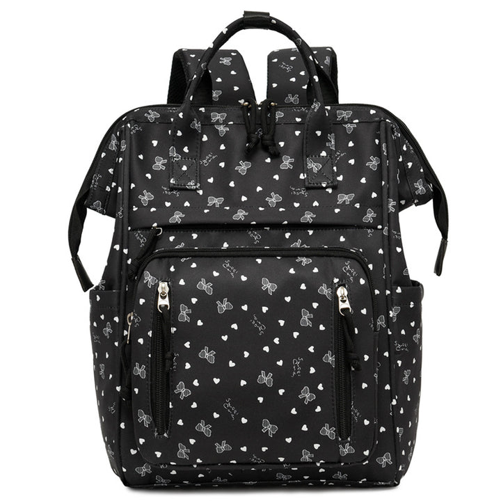 Stylischer Herz-Print Multi-Taschen Rucksack Karnz