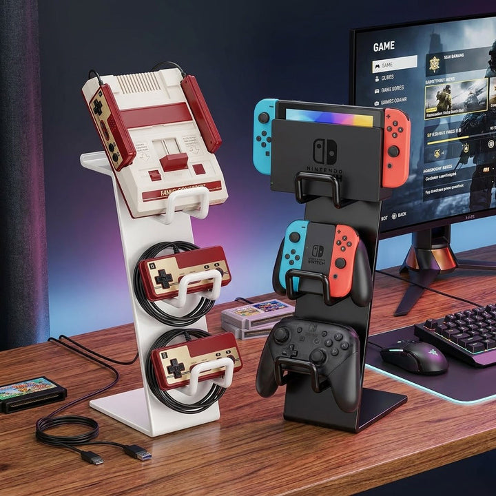 Multi-Controller und Headset Organizer Ständer mit Triple Hooks und kompakter Ladestation