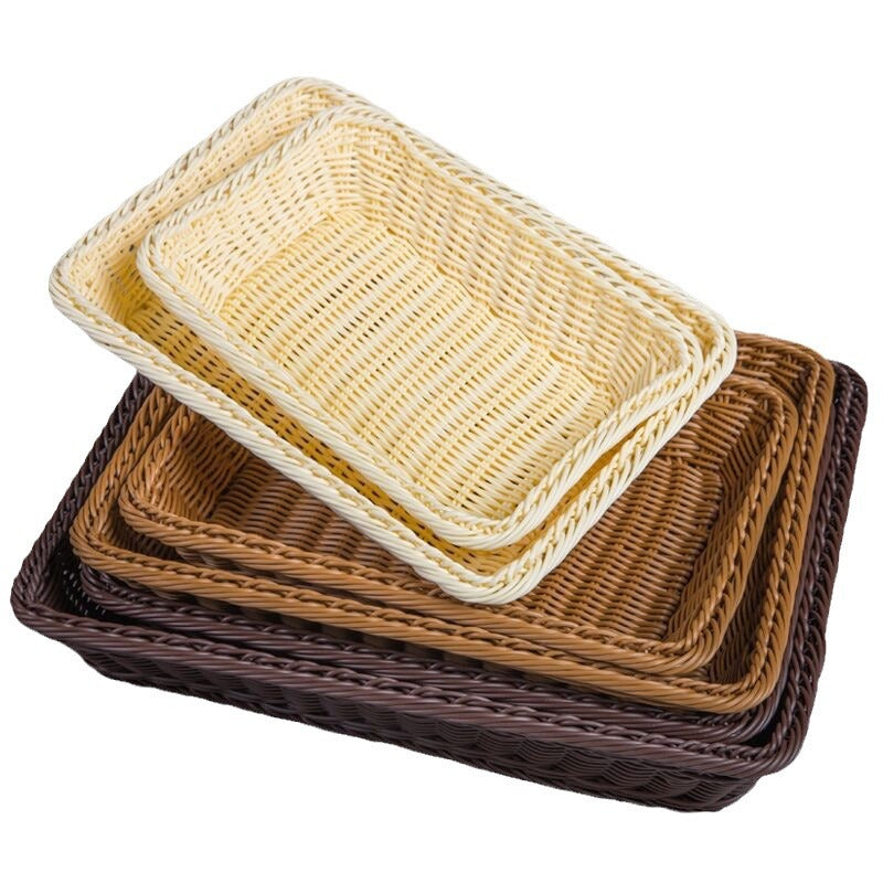 Unisex Rechteckiger Rattan Servierkorb Karnz