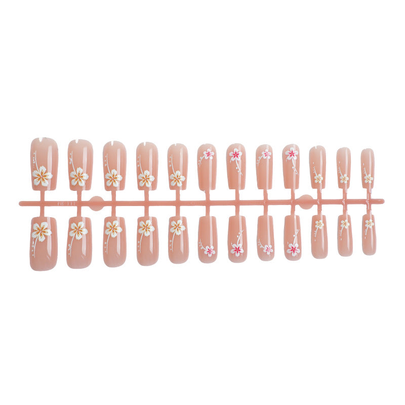 Künstlerisches Blumendruck-Press-On-Nagelkunstset