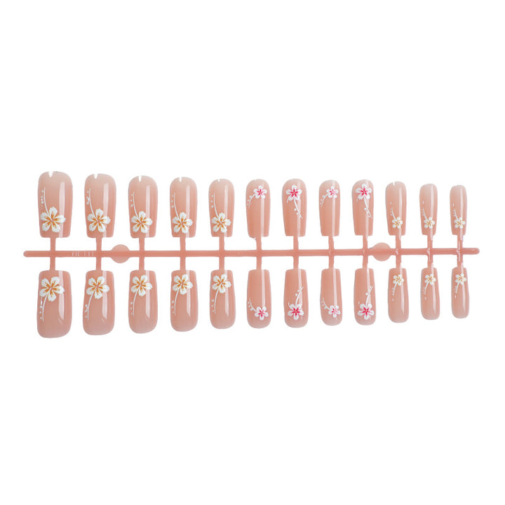 Künstlerisches Blumendruck-Press-On-Nagelkunstset