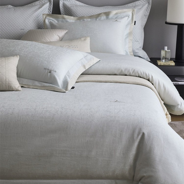 Premium Bettbezug-Set mit dezenter Jacquard-Struktur und Zierband Karnz