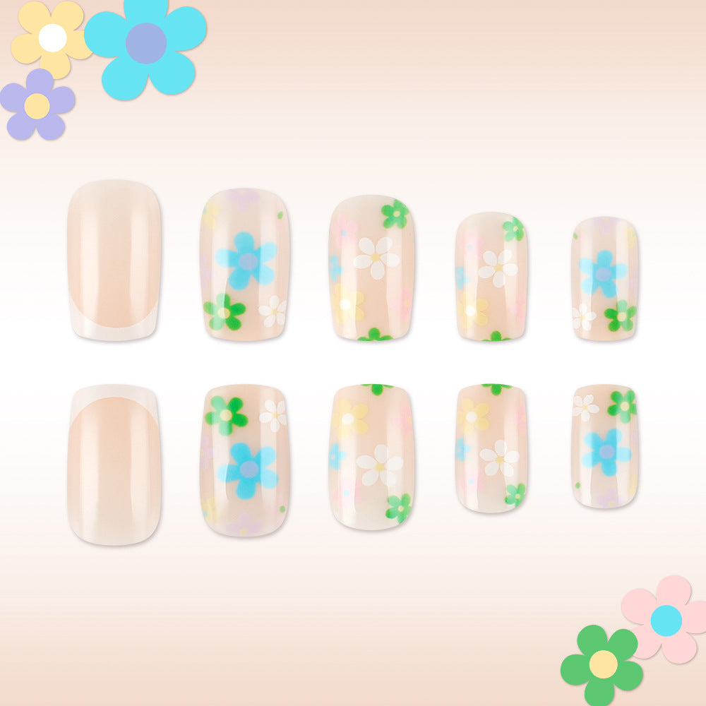 Floral French Tip Press-On Nail Set Karnz