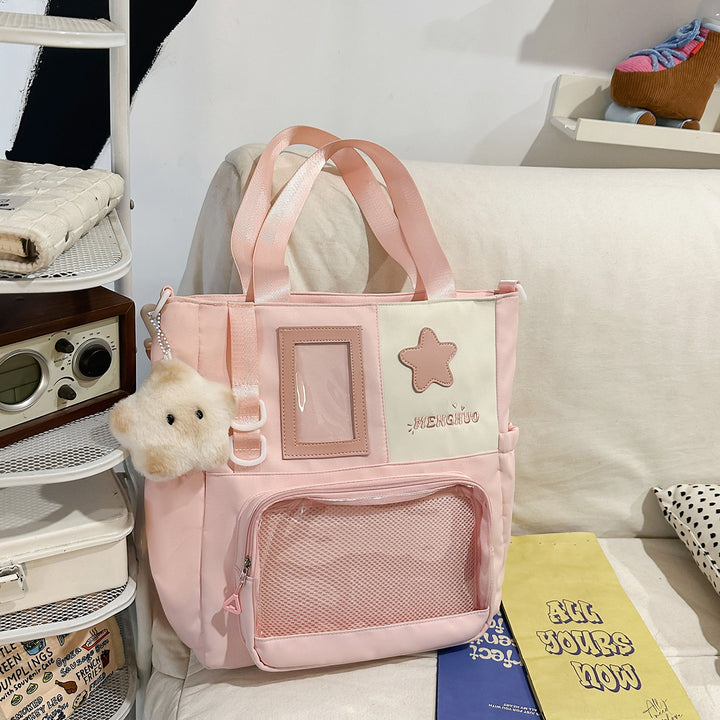 Strukturierter Casual-Rucksack mit transparentem Fach Karnz