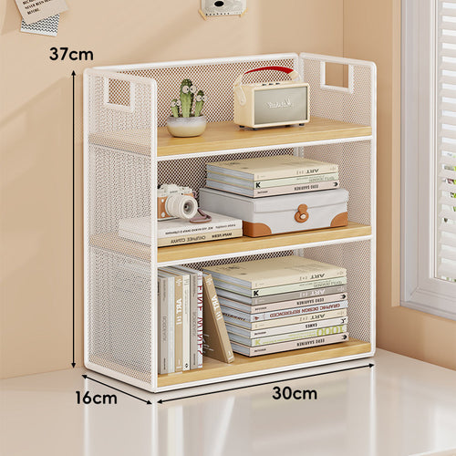 Mesh Stufiger Desktop-Organizer-Regal mit Griffausschnitten