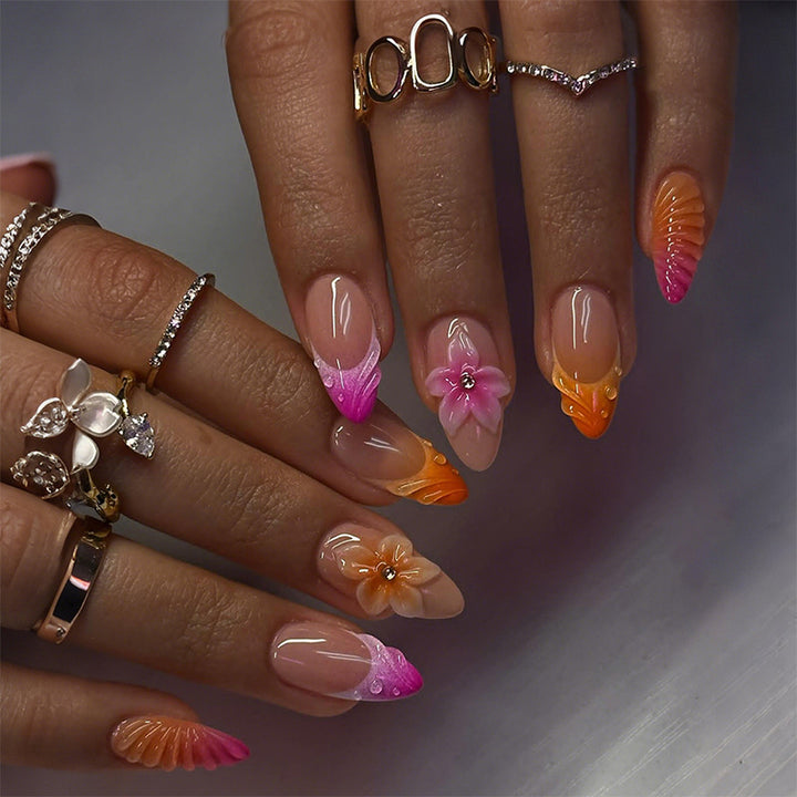 Blumenverzierte Press-On-Nagelset Karnz 1788495993