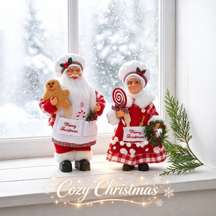 Nostalgische Weihnachtsmann Figur mit Lebkuchen-Keks Karnz