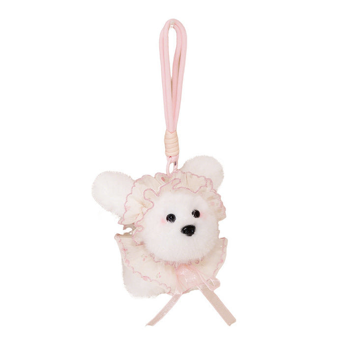 Flauschiger Bunny Taschenanhänger Schlüsselanhänger mit Kunstfell-Plüschkörper und dekorativem Harz-Akzent Karnz