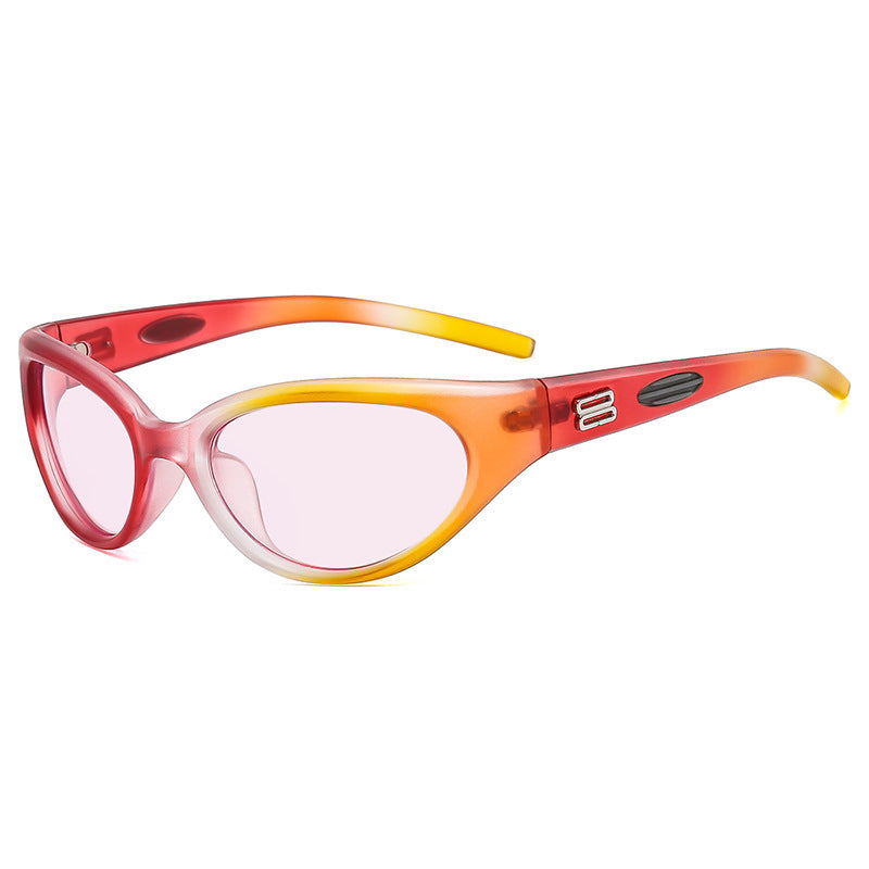 Damen extravagante Sonnenbrille mit geschwungenem Design Karnz