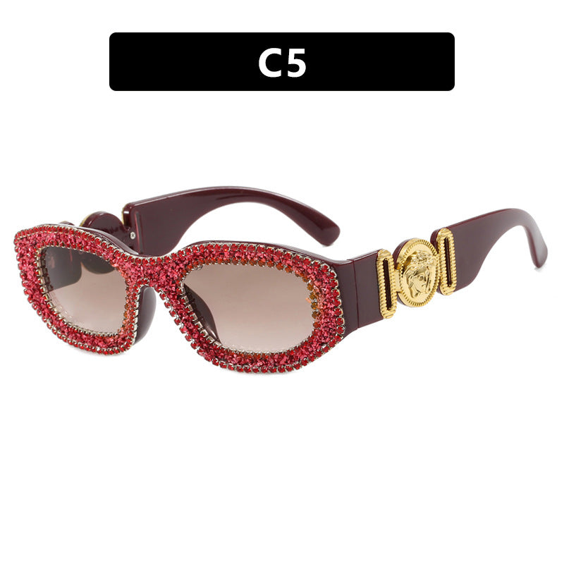 Damen extravagant gestaltete Sonnenbrille mit strassbesetztem Rahmen Karnz