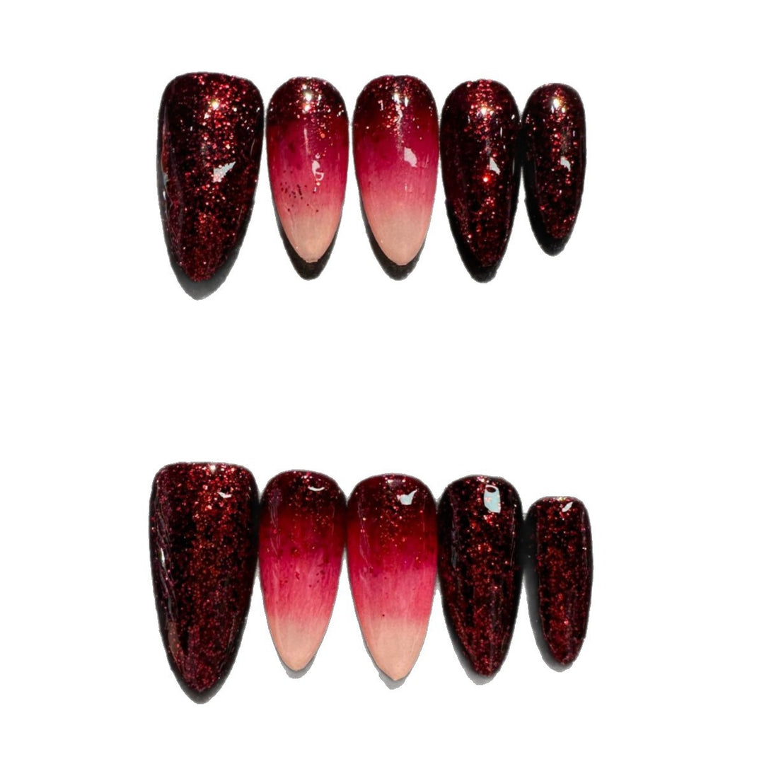 Handgemachte Glitter Ombre Press-On Nägel