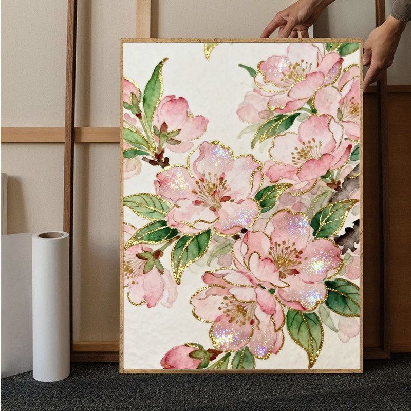 Florale Glitter Kunst Leinwanddruck Karnz