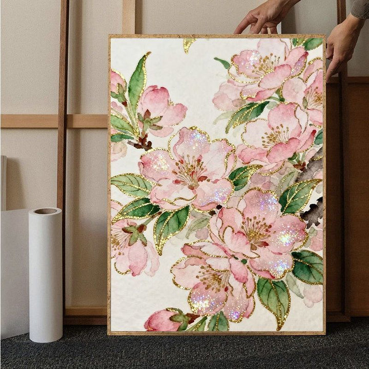 Florale Glitter Kunst Leinwanddruck Karnz
