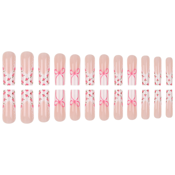 Blumen Bogen-verzierte Press-On Nagelset Karnz