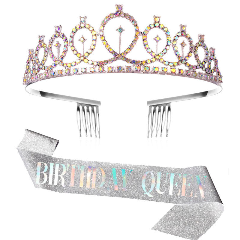 Damen Glitzernde Geburtstagskrone mit aufwendigem Haarband Karnz