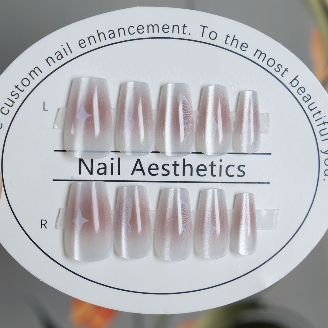 Elegante Schmetterlings-Design Französisch Tip Press-On Nägel
