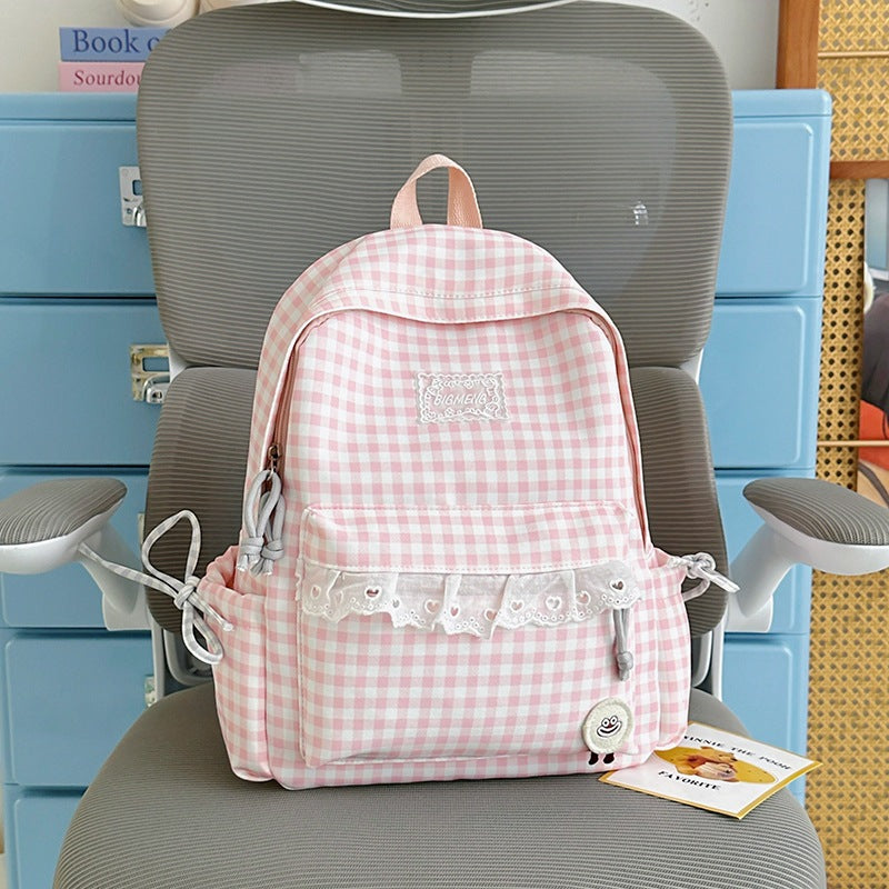 Süßer Gingham-Print-Rucksack Karnz