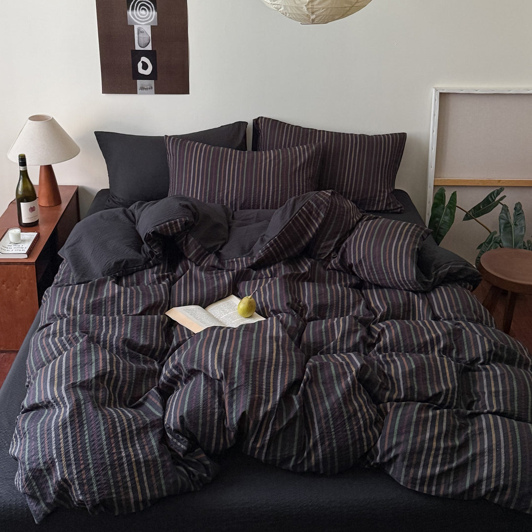 Texturiertes gestreiftes Quilt-Set