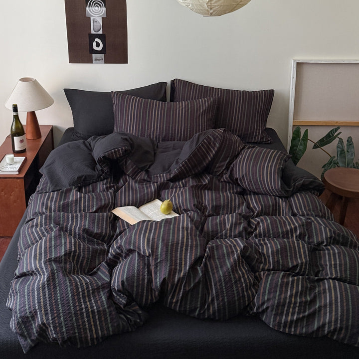 Texturiertes gestreiftes Quilt-Set