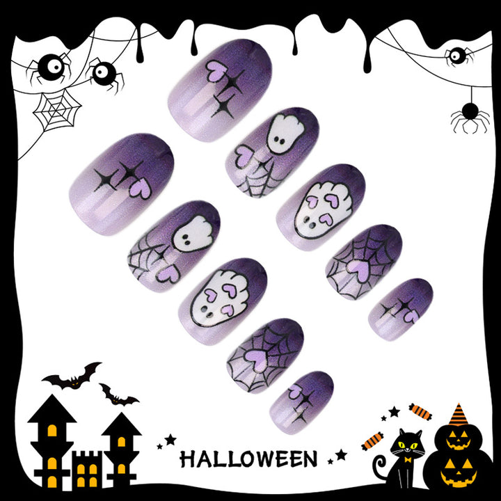 Halloween Kunstnagelset mit Geister- und Spinnenmotiven Karnz