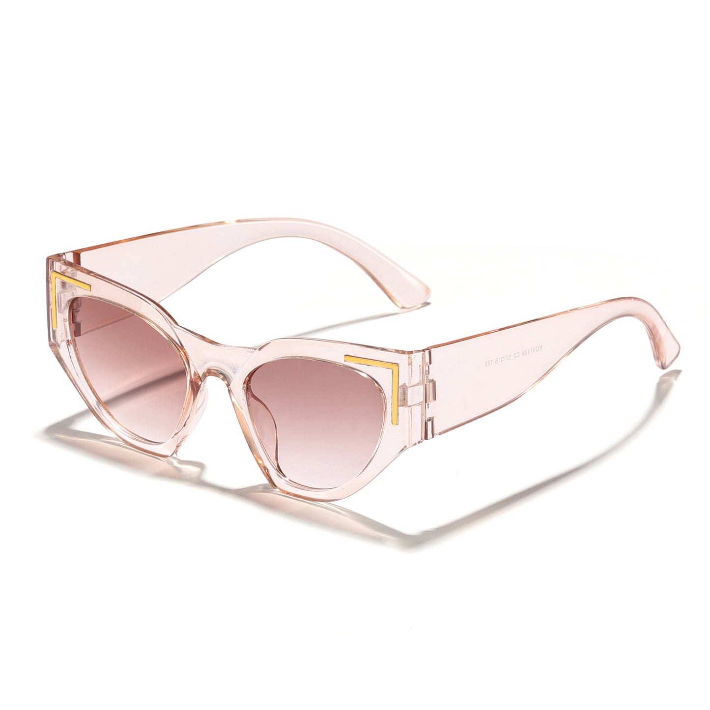 Damen kreative Cat-Eye Sonnenbrille mit transparentem Rahmen und braunen Gläsern Karnz
