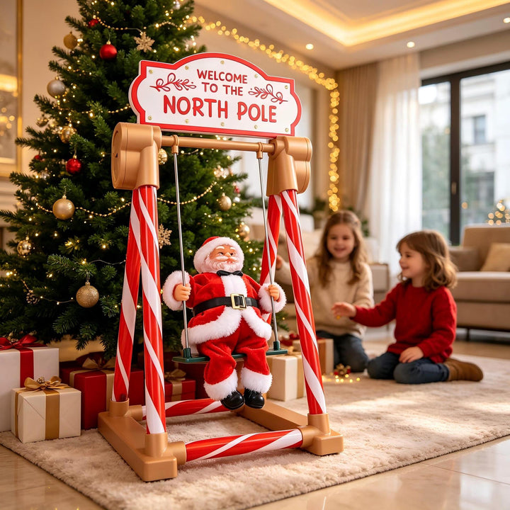 Dekorative Weihnachtsmann Figur auf Schaukel