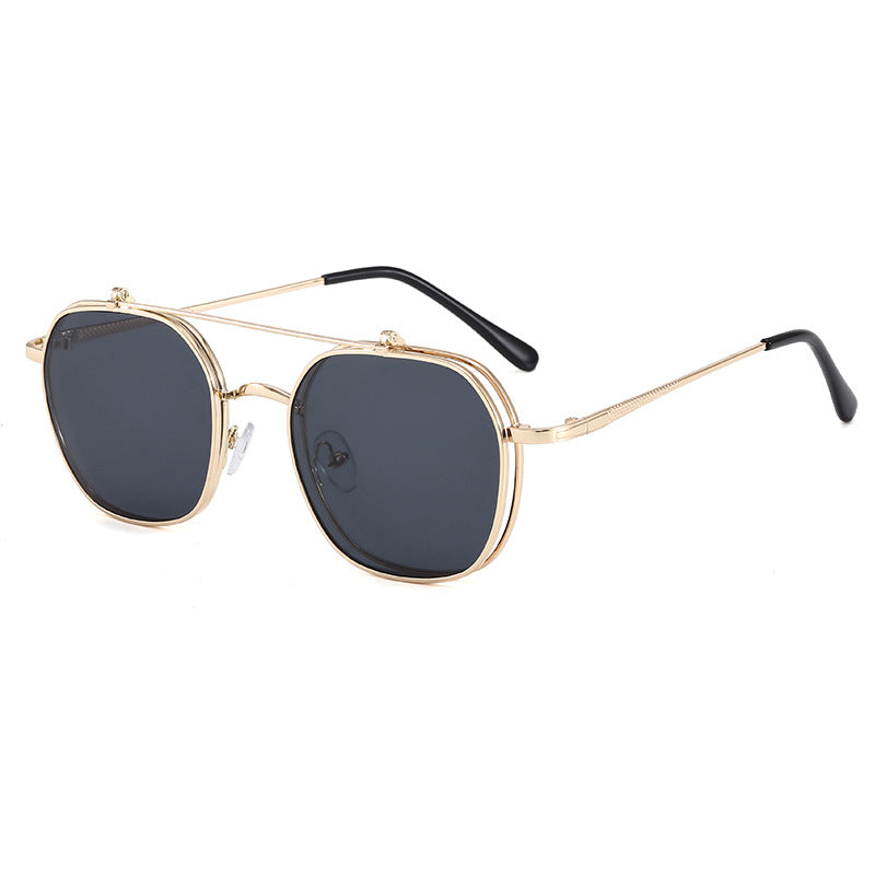 Damen geometrische Oversized-Sonnenbrille mit elegantem goldenem Rahmen Karnz
