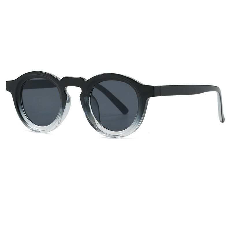Damen modische runde Sonnenbrille mit transparentem Rahmen und UV-Schutz Karnz