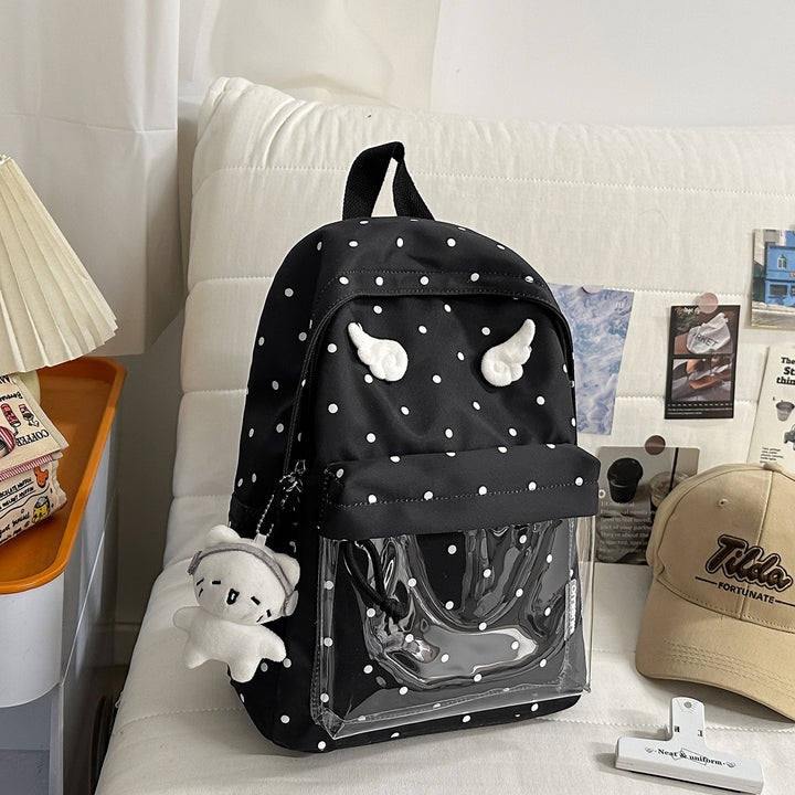 Polka-Dot-Muster Rucksack mit verspielten Flügelakzenten Karnz