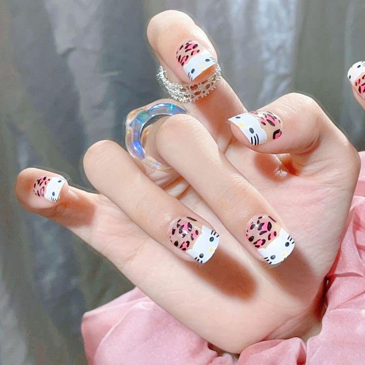 Lustiges katzenmotiviertes Press-On-Nagelset