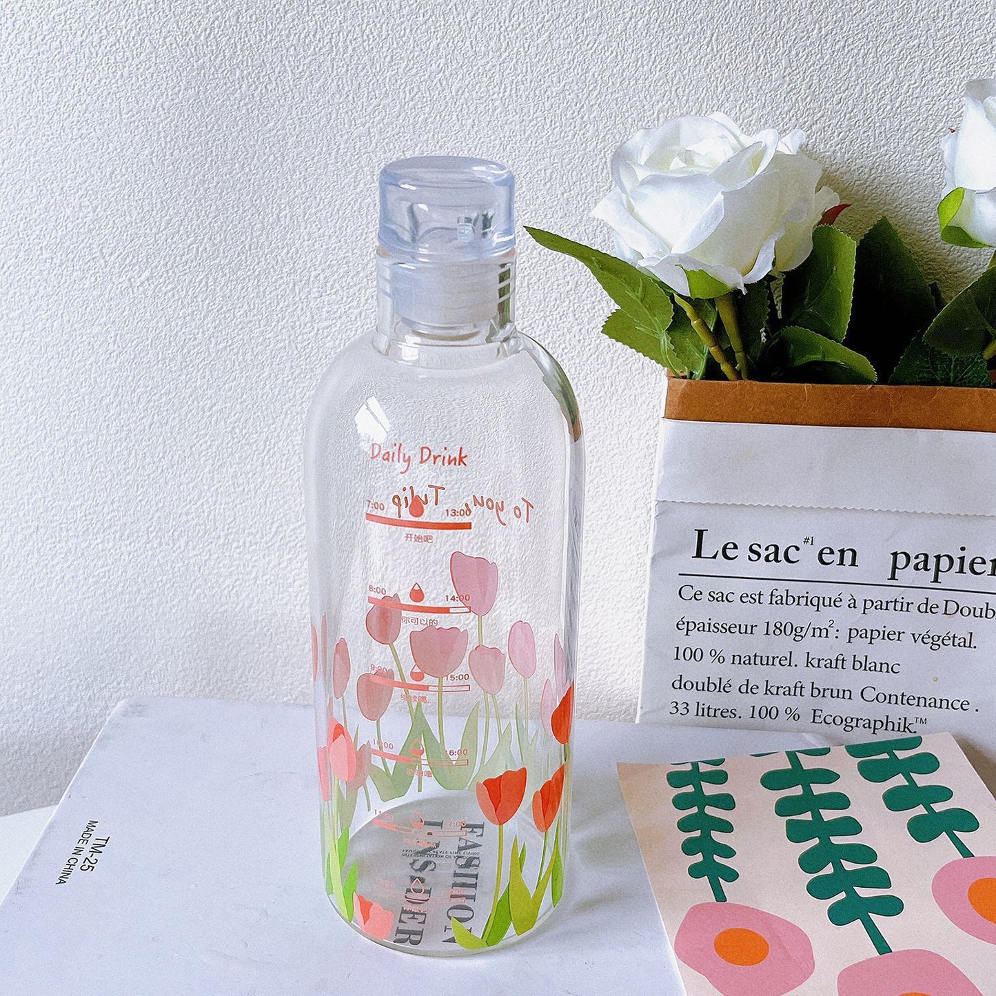Damen Trinkflasche mit praktischem Zeitmarker Karnz