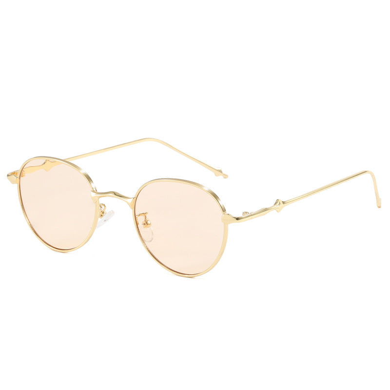 Damen elegante runde Sonnenbrille mit modischem Metallrahmen Karnz