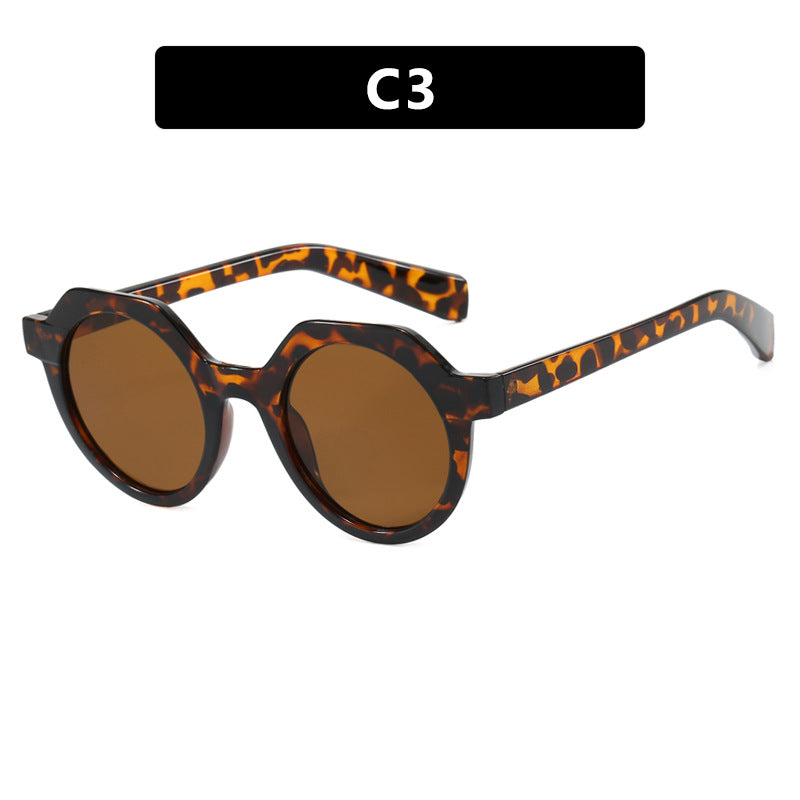 Damen extravagante runde Sonnenbrille mit farblich akzentuiertem Rahmen Karnz