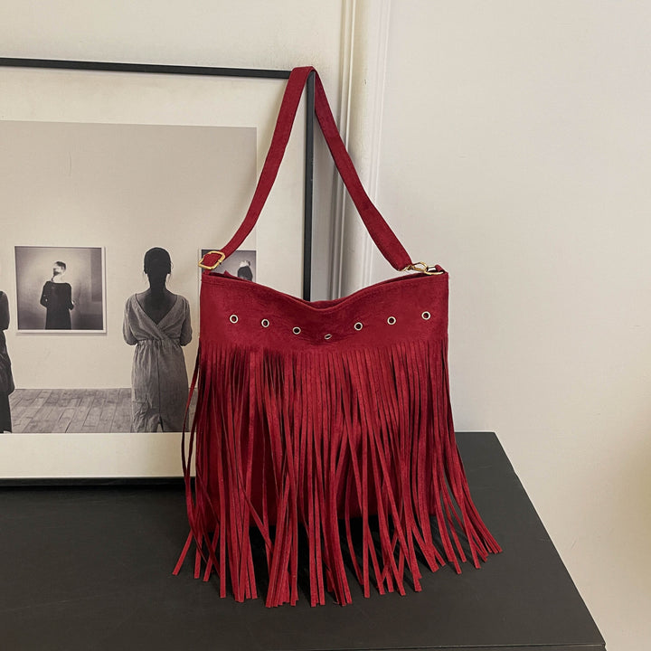 Suede Fringe Schultertasche Karnz