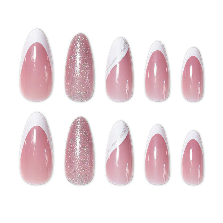 Elegante Funkelnde Französische Spitze Nagelverzierungen Karnz