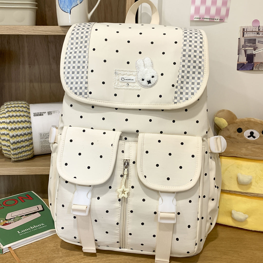 Niedlicher Illustrierter Polka Dot Rucksack Karnz
