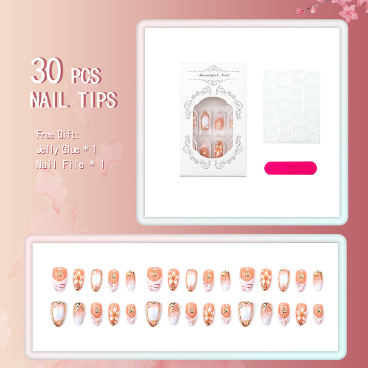 Kunstnagelset mit filigranen Blüten- und Glitzerverzierungen Karnz