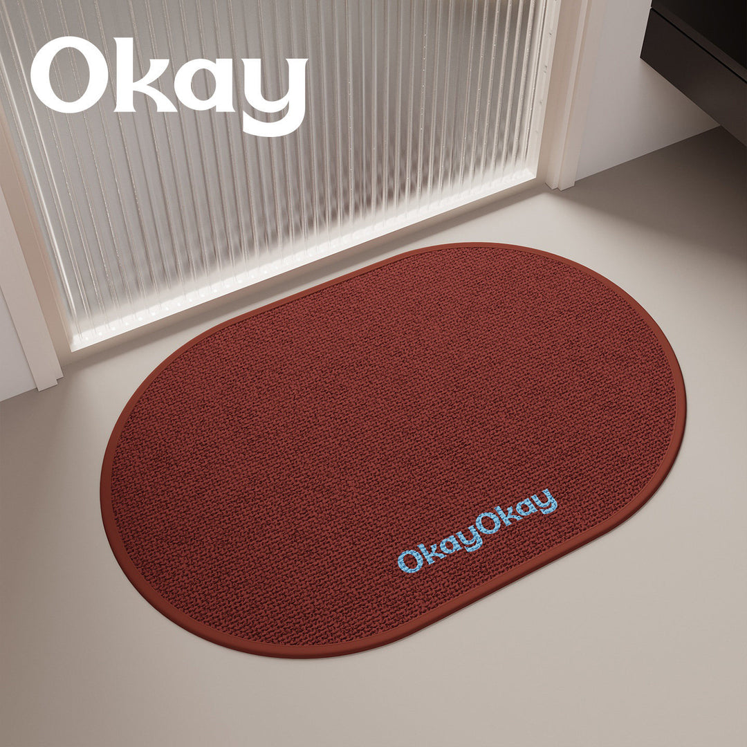 Non-Slip Oval Entrance Door Mat with Absorbent Loop Pile