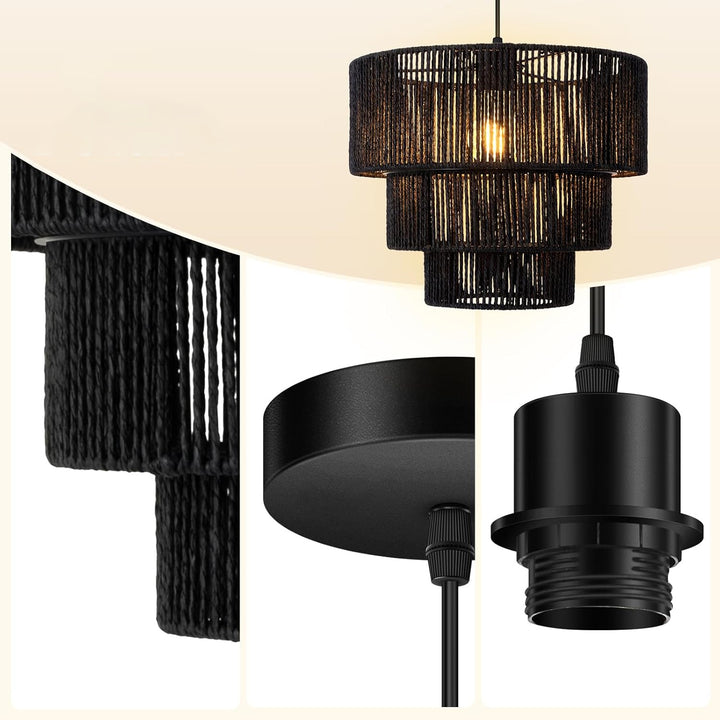 Elegante Hängeleuchte mit Rattan-Details Karnz
