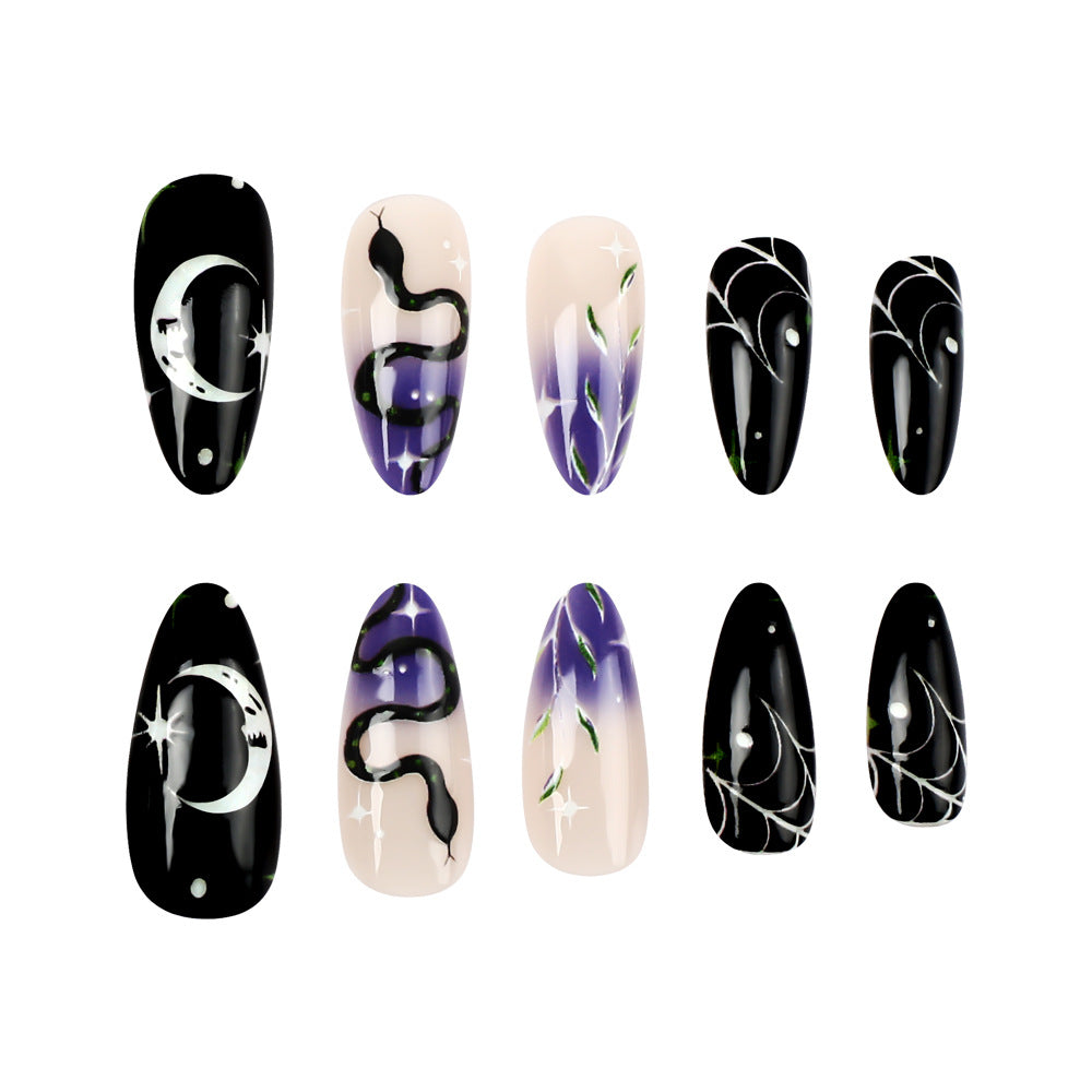 Künstlerisches Halloween-Themen Press-On-Nagelkunst-Set Karnz
