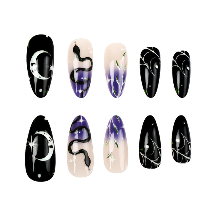 Künstlerisches Halloween-Themen Press-On-Nagelkunst-Set Karnz