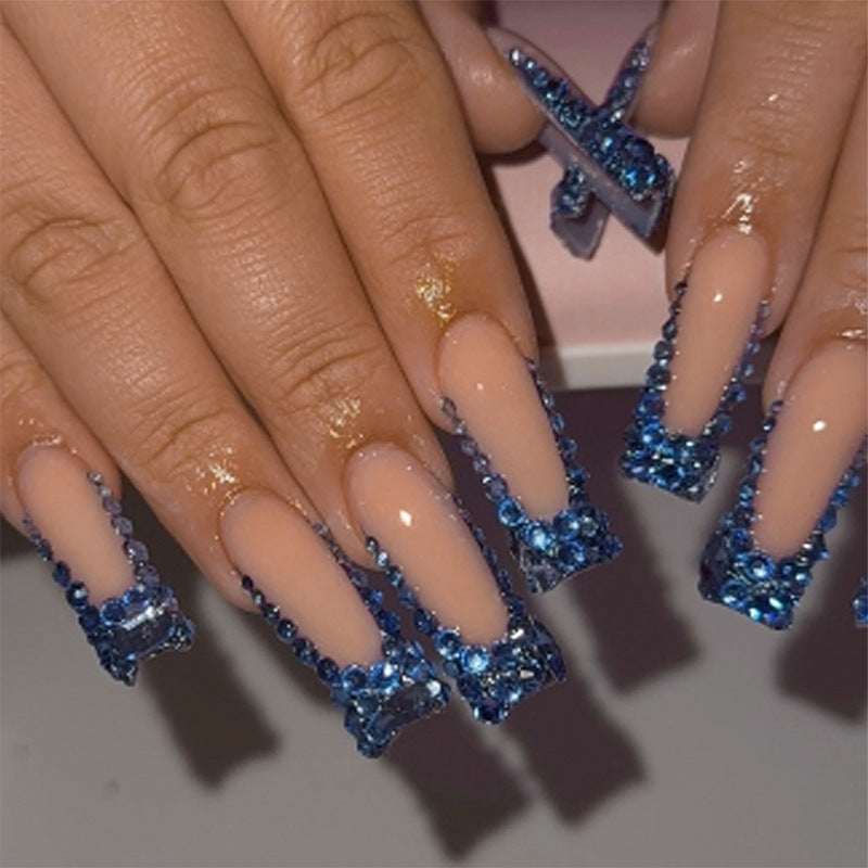 Designer Press-On Nagelset mit Strass-Akzenten Karnz