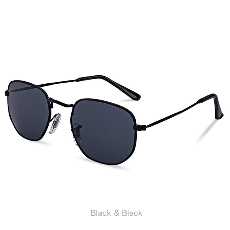 Damen modische geometrische Sonnenbrille mit robustem Metallrahmen Karnz