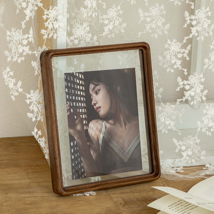Vintage Glas und Holz Bilderrahmen