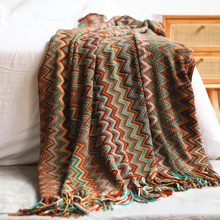 Strukturierte Strickwurfdecke