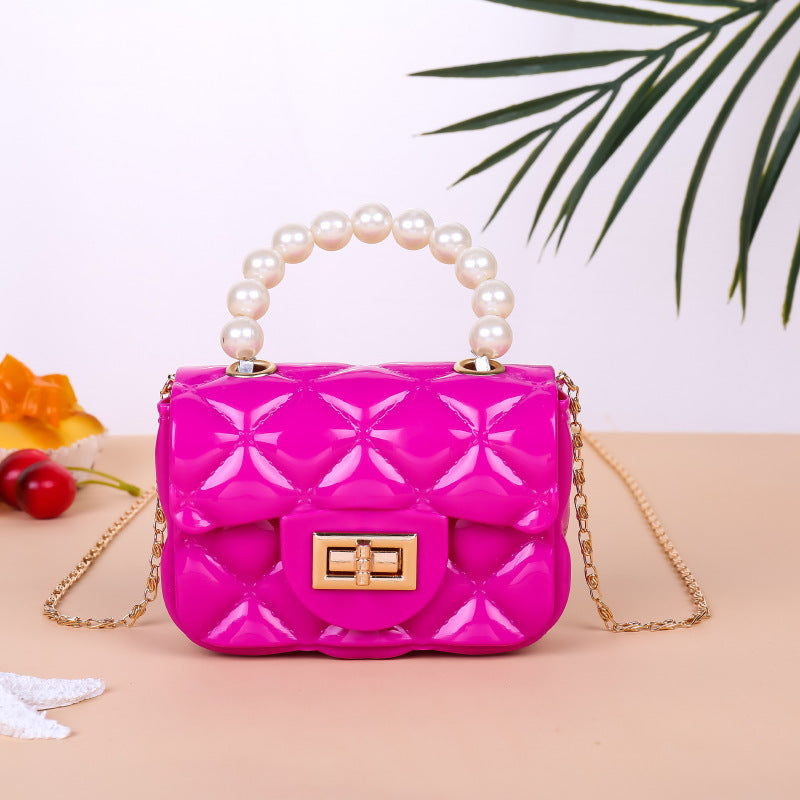 Damen elegante Handtasche mit Perlenhenkel Karnz