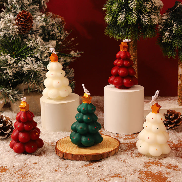 Handgegossene Weihnachtsbaum hängende dekorative Wachskerze mit Stern oben