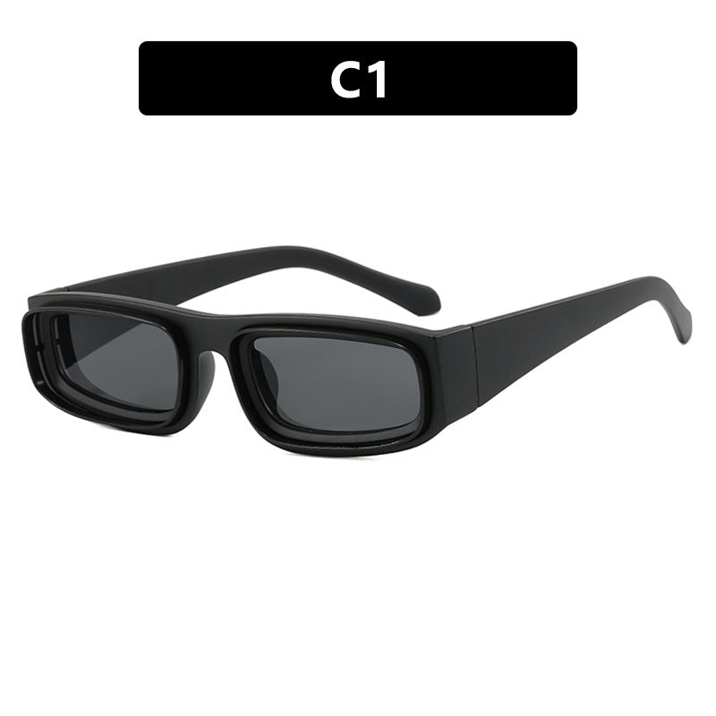 Damen trendige rechteckige Sonnenbrille mit elegantem Farbenspiel Karnz