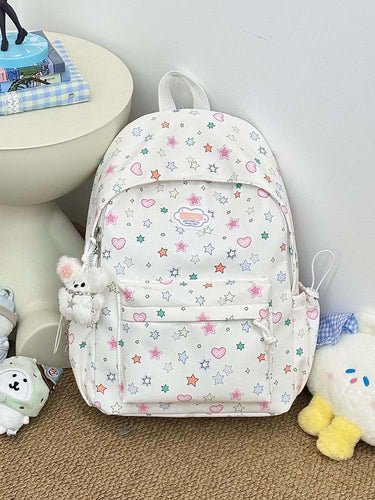 Niedlicher Rucksack mit Stern- und Herzmuster